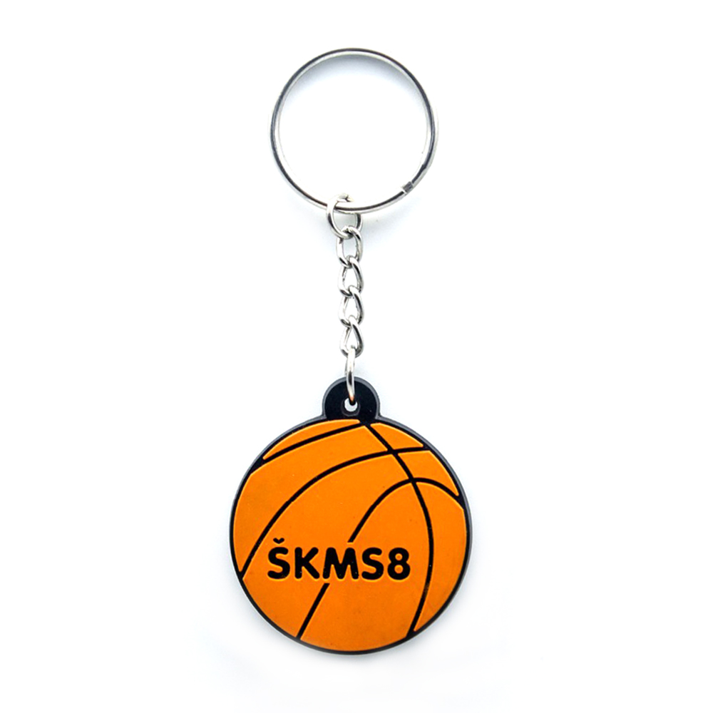 Wholesale customized debossed logo basketball ball keyring custom design keychain soft 2d rubber pvc key chain for kids