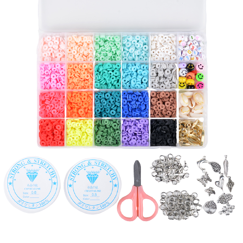 Amazon 24 slots 6mm Polymer Clay Spacer Beads Box Set for Bracelet Necklace Jewelry DIY Craft Making