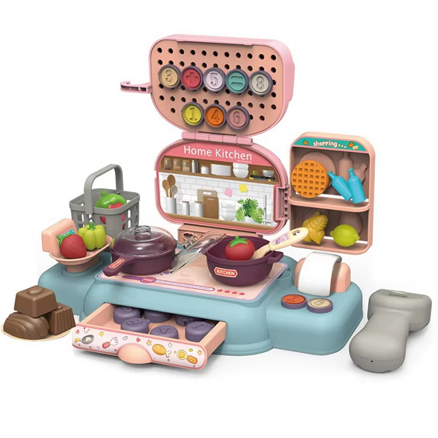 2NI1 New kitchen toy set cash register toy clay playdough diy plasticine 64pcs slime kit for kids