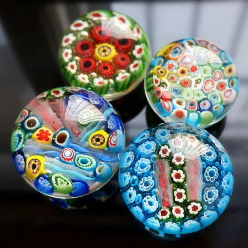 Murano glass flower ball paperweight art
