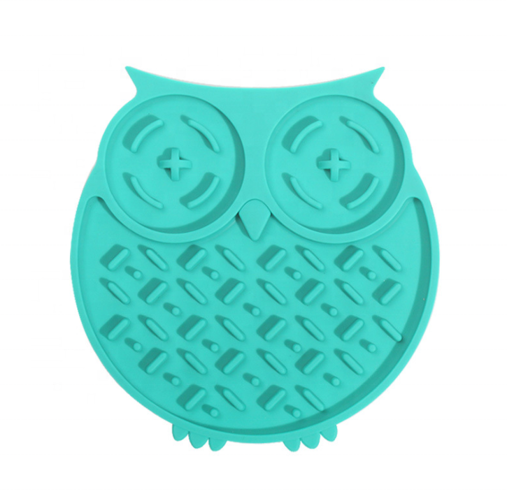 Wholesale Custom Owl Shaped Durable Silicone Dog Cat Training Licking Pad Pet Slow Food Mat