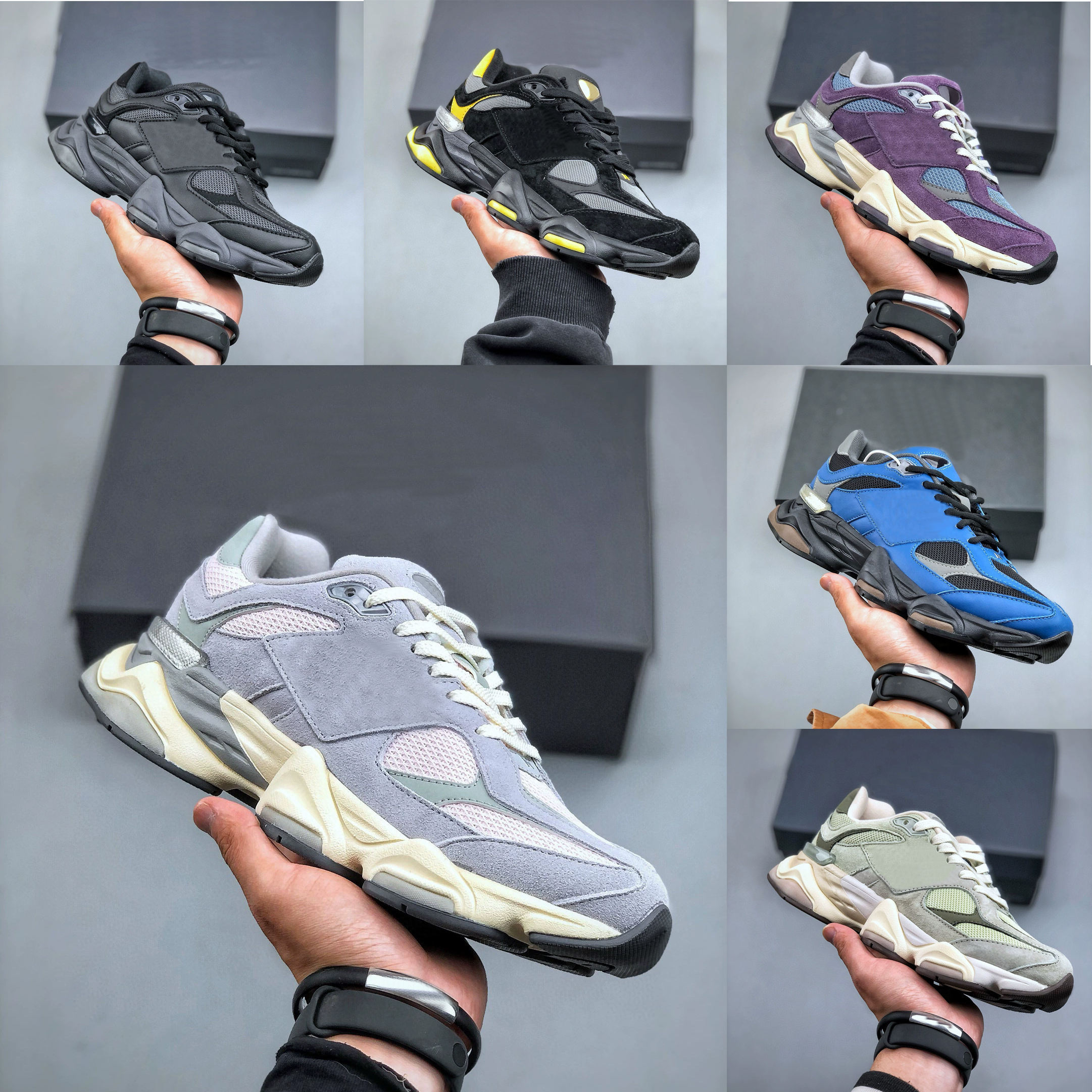 High Quality Men's & Women's Retro Sport Sneakers Breathable 9060 New Trend Height Increasing Walking & Running Sneakers
