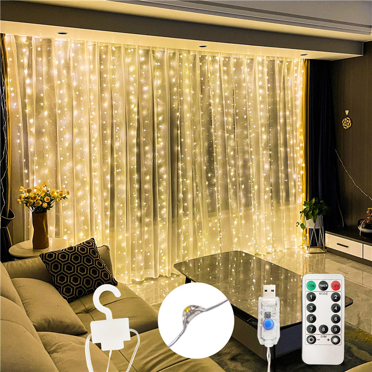 Amazon 300 LED теплый белый 8 режимов рождественские сосулька фея с пересекающимися мигающими звездами окна шторы гирлянды светодиодные огни