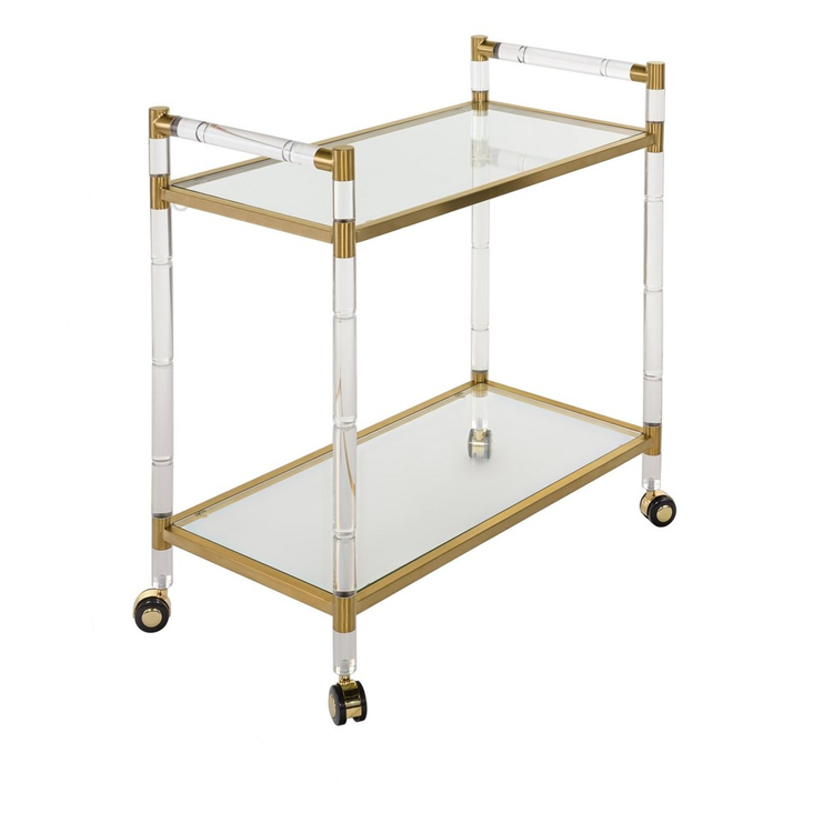 Stainless Steel Finished Acrylic Glass Food Serving Trolley Hotel Room Service Carts