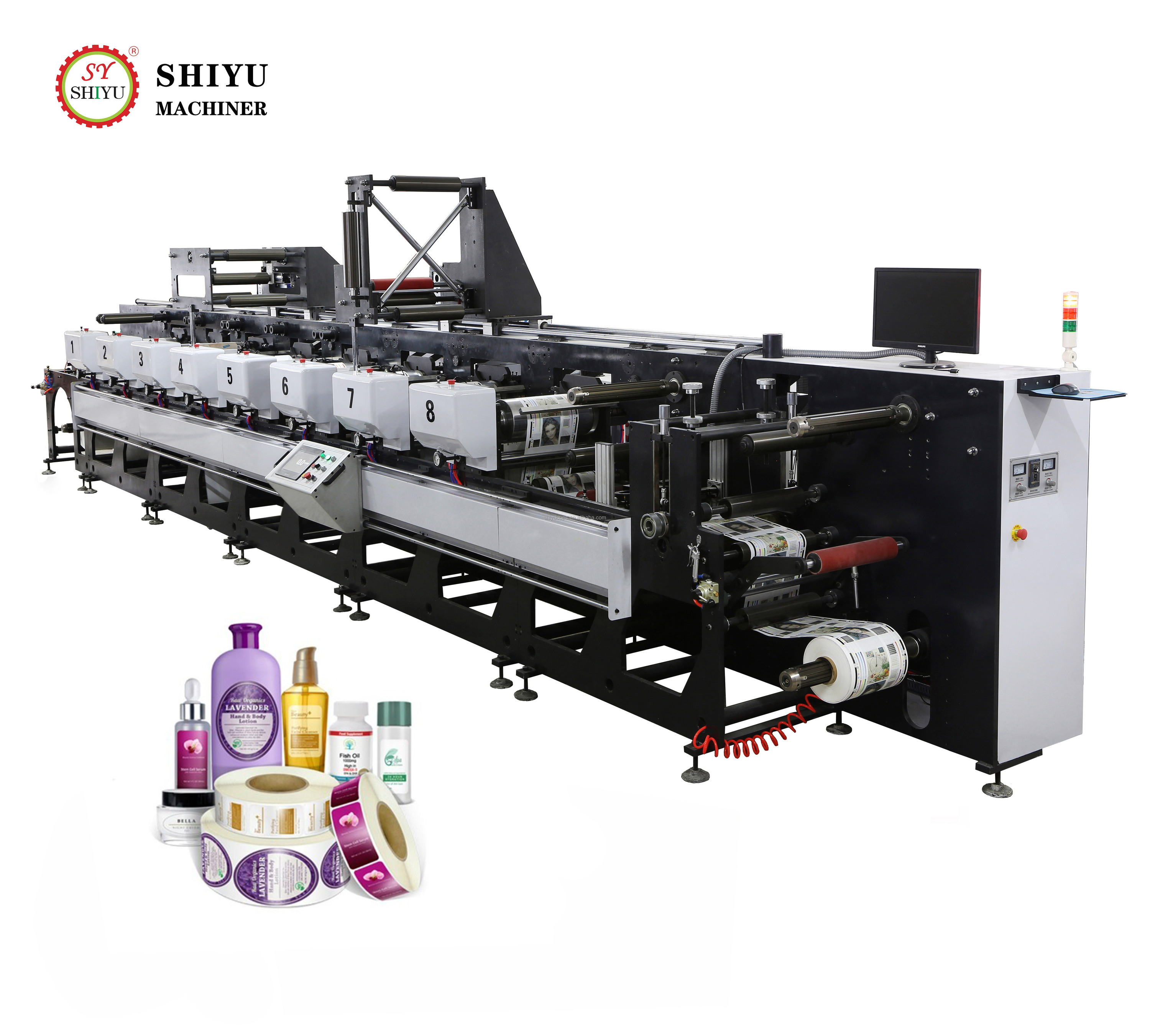 Full Automatic high Speed 2 4 6 8 color label flexo printing machine Plastic film / Paper label flexographic printers