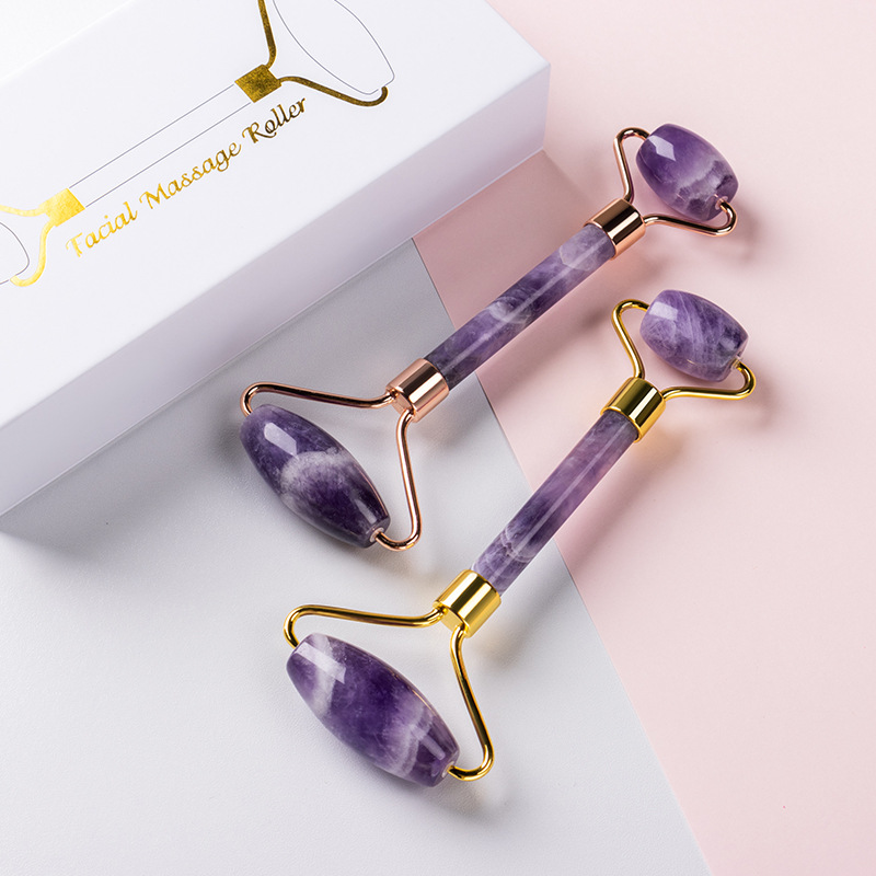 Healthy Facial Beauty Body Head Neck Foot natural colorful jade roller gua sha set for face massage roller