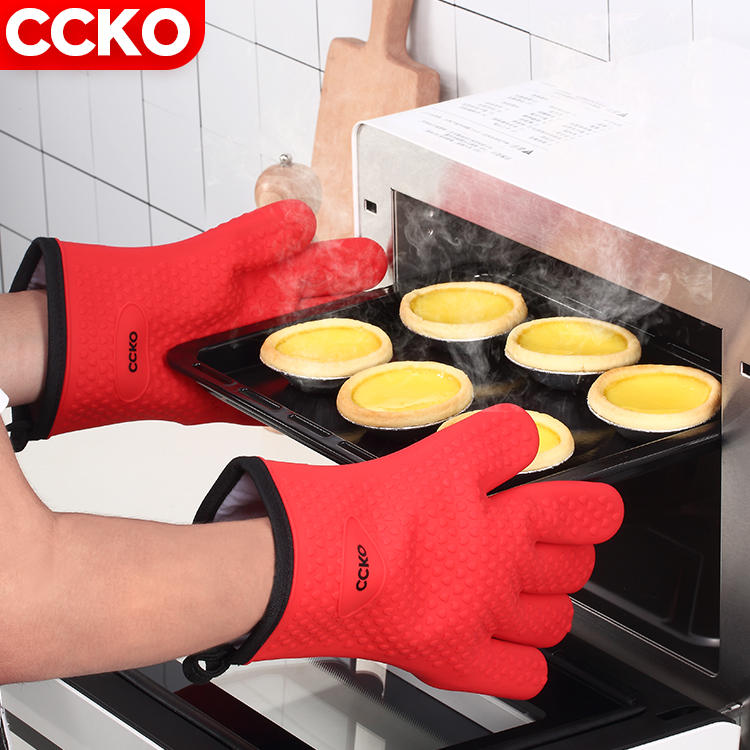 CCKO CK9516 кухонные противоожоговые термостойкие силиконовые варежки для духовки
