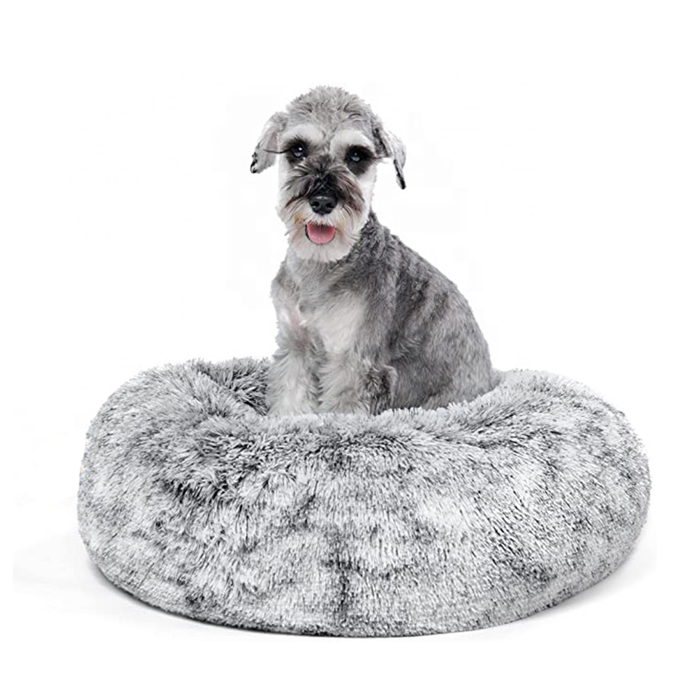 New Style Custom Color Gradient Round Donut Bed Luxury Removable Fluffy Pet Bed for Dog and Cat