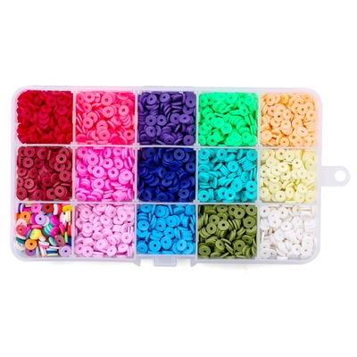 Charms 6mm Flat Round Polymer Clay Spacer Beads with Pendant Clay Beads for DIY Jewelry Making Bracelets Necklace