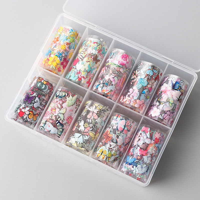 Nail Beauty Design Starry Sky Transfer Butterfly Flower Nail Art Foil Stickers Decals