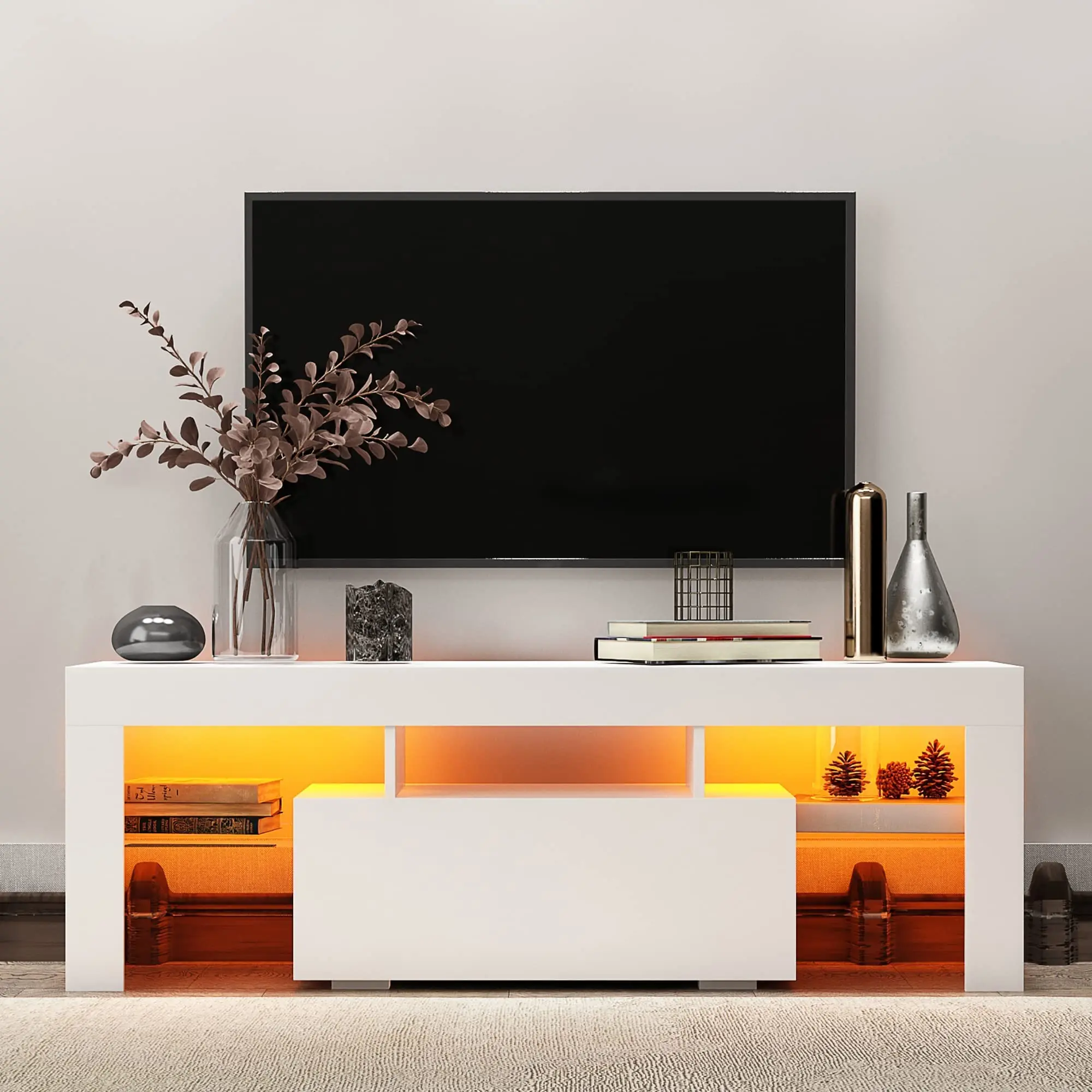 Modern Living room TV wall unit Led High Modern Corner long Fireplace TV Stand for 72-inch black Furniture wooden tv wall mount