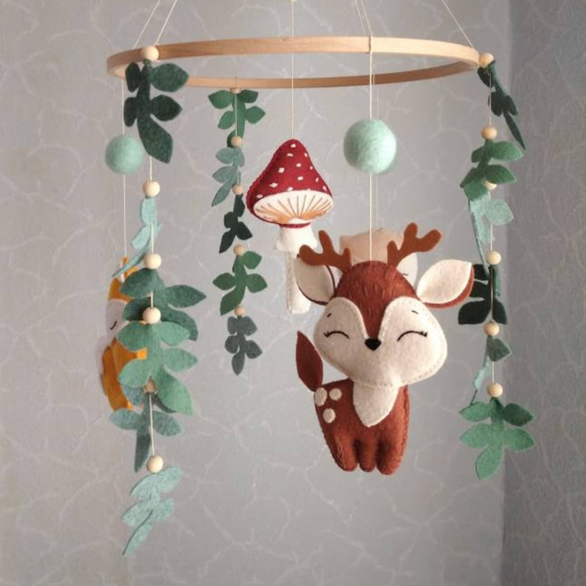 Woodland nursery decor baby mobile forest mobile felt animals mobile deer owl fox mobile cot crib mobile mobile bebe