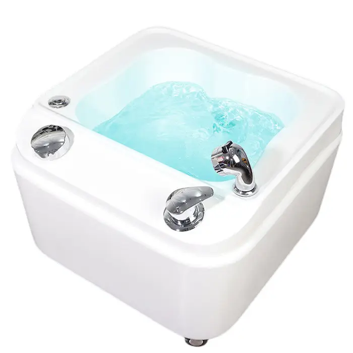 Portable Movable Foot Rest Spa Washing Basin 7-color LED Light Acrylic Pedicure Bowl Sink With Plumbing