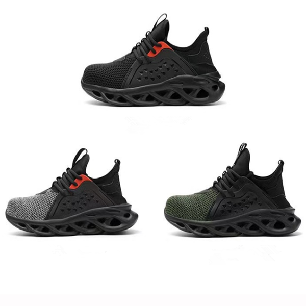 Steel toe Safety shoes pu rubber sole slip resistant oil resistant woven