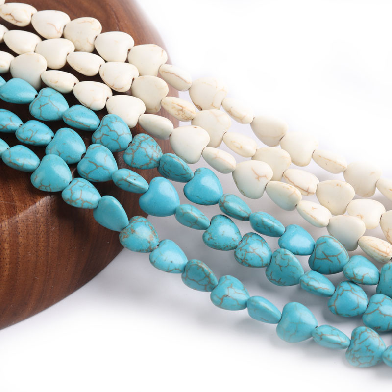 Natural Stone Heart Shaped Turquoises Beads For Jewelry Making DIY Bracelet Necklace 10*9*1.3mm