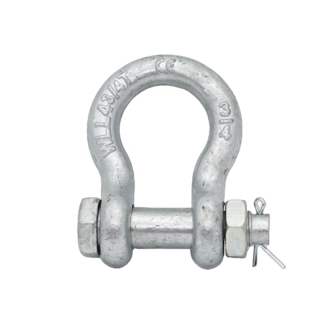 G2130 Hot dip galvanized US Type safety Bolt Type Anchor Bow Shackle with Nut & Pin