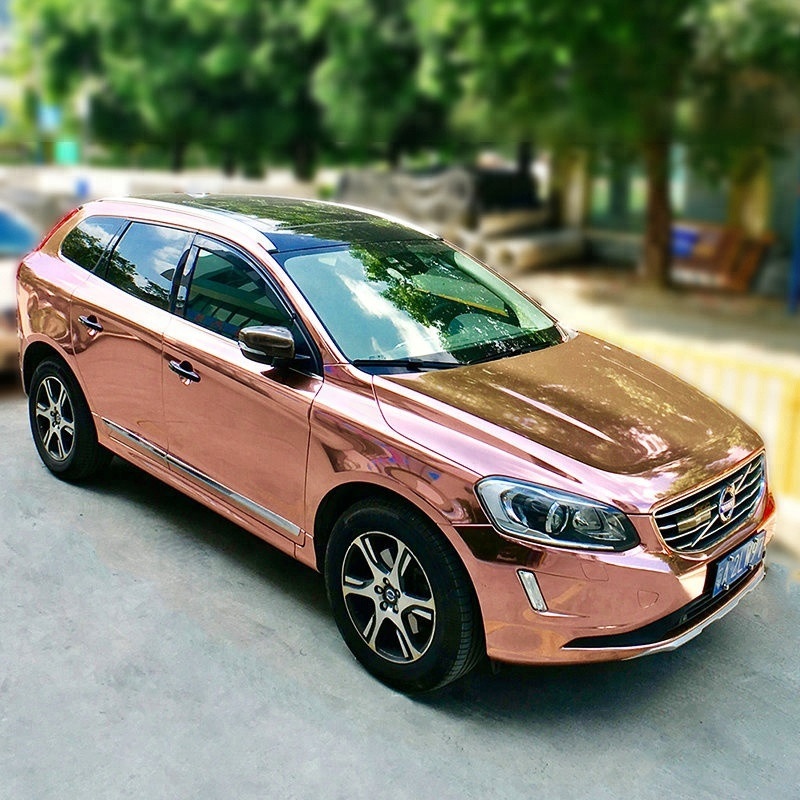 Accessories for car high glossy removable rose gold chrome vinyl wrap
