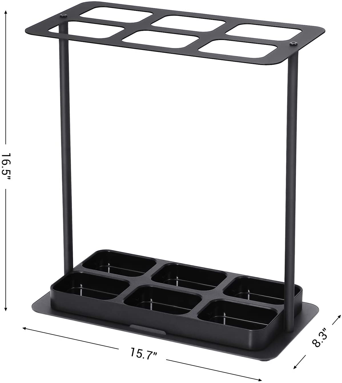 Metal Baseball Rack 6-Hole Umbrella Holder with Thickened Steel Base ABS Plastic Removable Drip Tray Stable