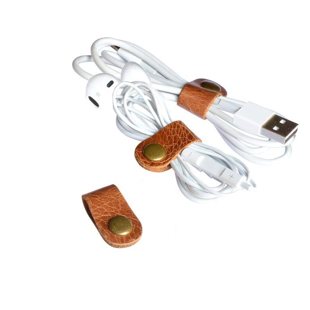 Ручной работы настоящий crazy horse кожаный наушник usb кабель Шнур Органайзер