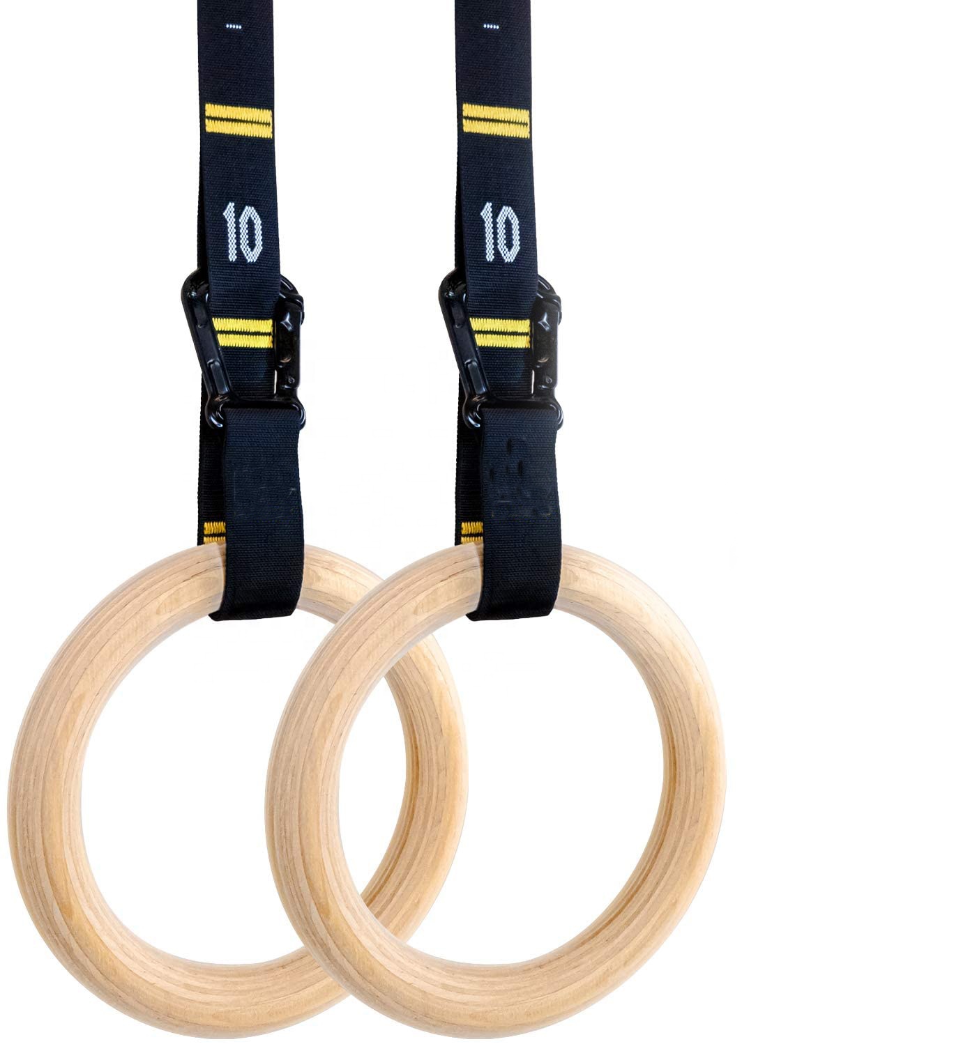 Olympic Rings Wooden Gymnastic Ring with Nylon straps For Home Gym Full Body Workout