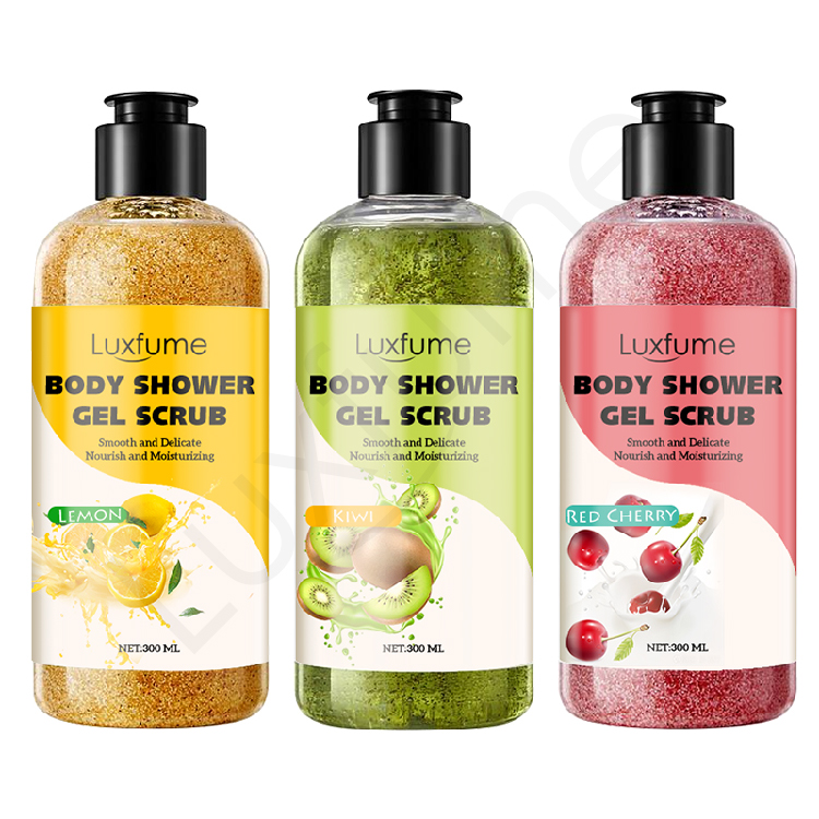OEM Kiwi Fruit Hot Selling Private Label Smoothing Exfoliating Whitening Shower Scrub Gel for Black Skin