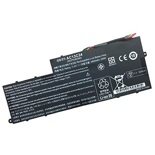 Натуральная 11,4 V 30WH 2640 мА/ч, AC13C34 Аккумулятор для ноутбука Acer Aspire V5-122P V5-122P-0408 V5-122P-0467 E3-111 E3-112 V5-132 V5-132p