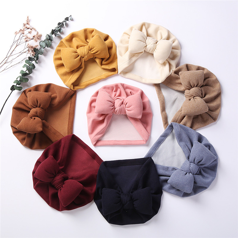 Knot Bow Baby Beanie Hat Super Soft Faux Cashmere Warm Newborn Bonnet Winter Baby Girl Turban Babies Photography Accessories