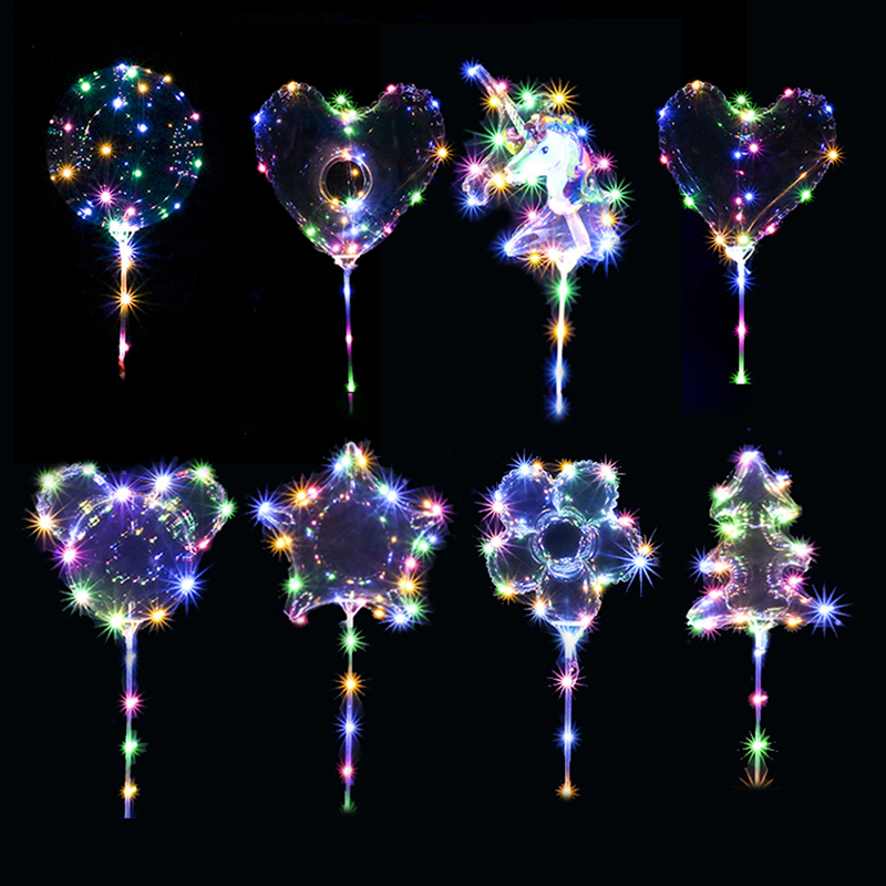 Прозрачные рождественские светодиодные мигающие огни Globos Единорог Bobo воздушный шар с ручкой для украшения дня рождения свадьбы вечеринки
