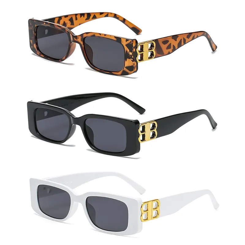 Custom Shade Brand Designer Big B Luxury Sun Glasses Square Shapes High Quality Fashion Shades UV400 Letter B Vintage Sunglasses