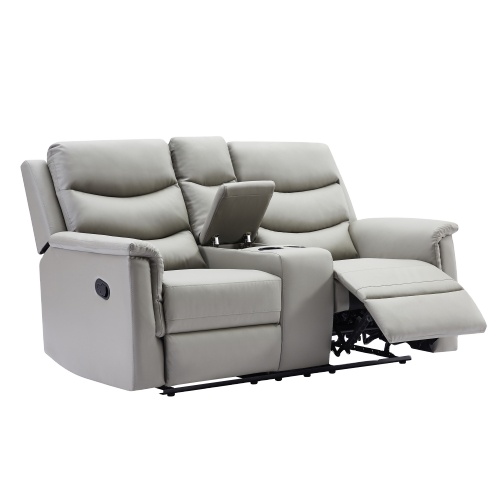 Modern leather living room function loveseat recliner leathaire sofa with storage console