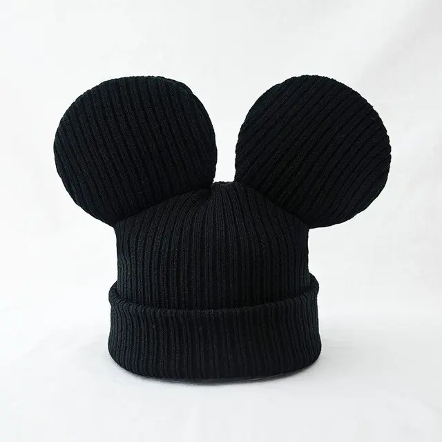 Winter Knitted Mouse Ear Beanie Hat Cute Warm Skull Hat Cartoon Big Ears Bonnet Beanies