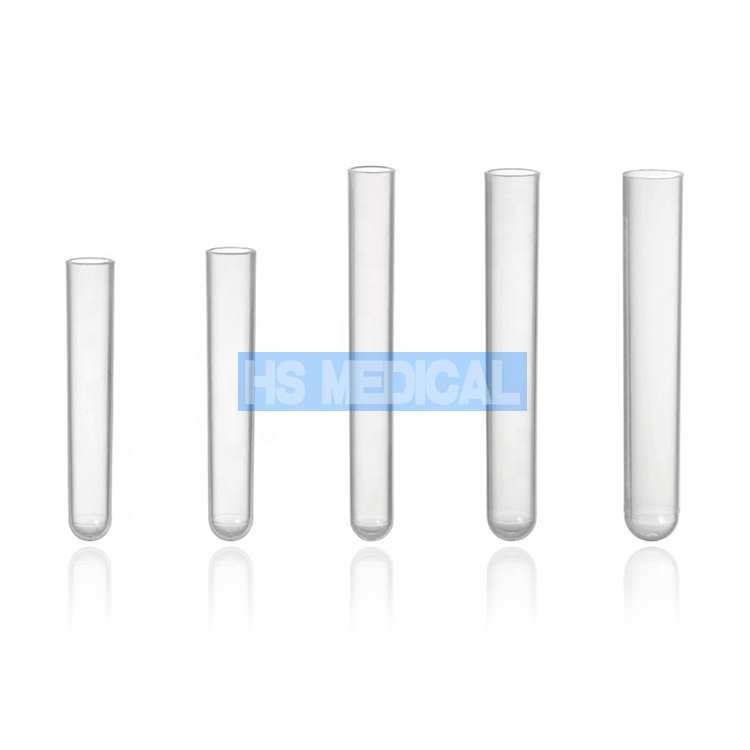 hs medical lab supplies round flat bottom clear plastic test tube with laboratory antigen test tube stopper