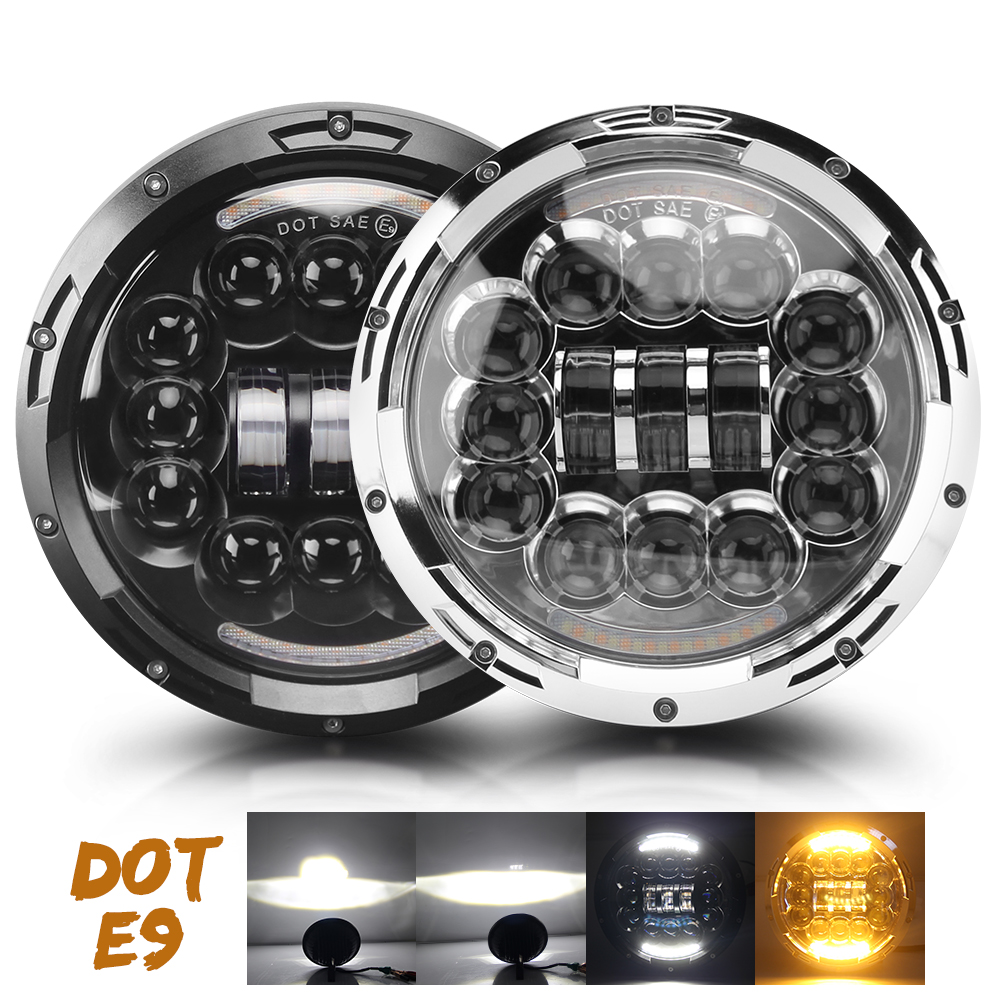 Бесплатная доставка точка Offroad круглый Замена Daymaker Angel Eyes герметичные направленного света H4 7 дюймов мотора светодиодная фара головного света для Jeep JK JL TJ