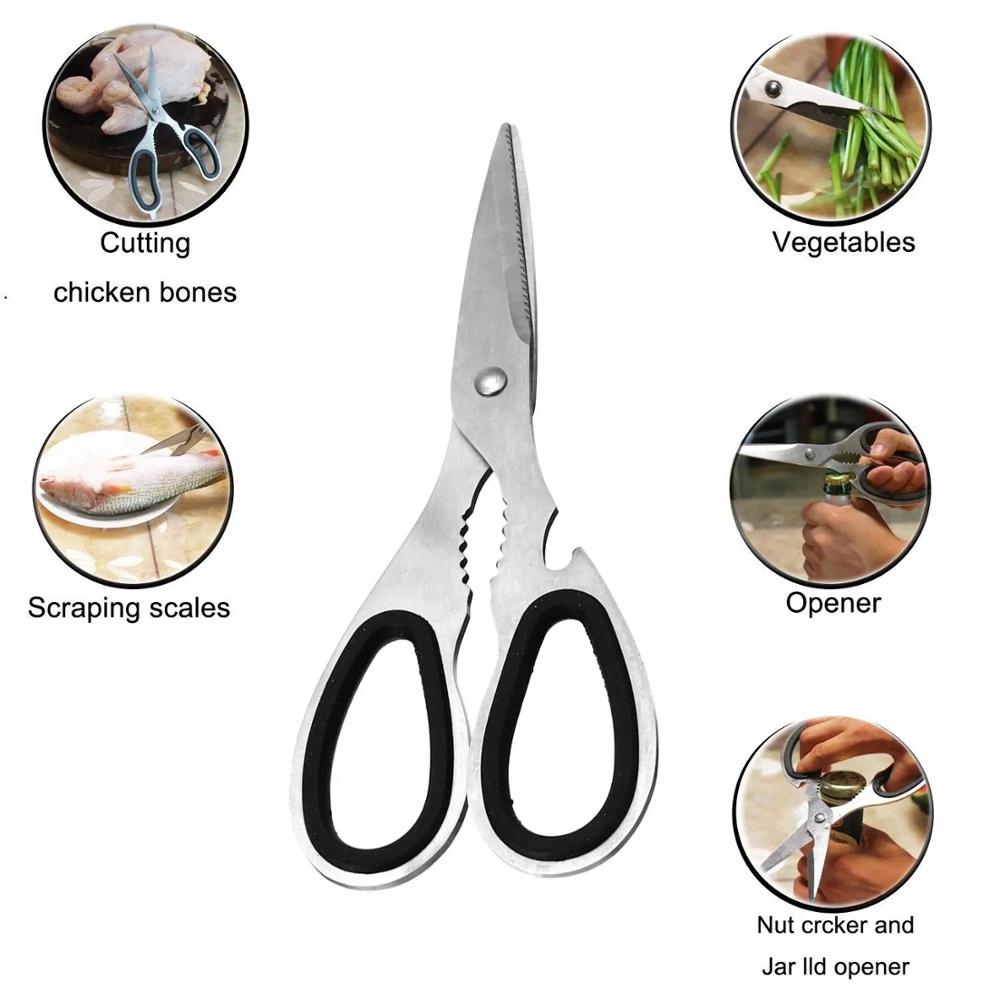 Hongxuan Multi-purpose Stainless Steel Kitchen Scissor Fish Chicken Bone Shear Cutter Tools