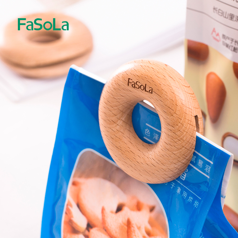 FaSoLa Donut sealing clip creative three-color beech snack clip Multifunctional beech sealing clip