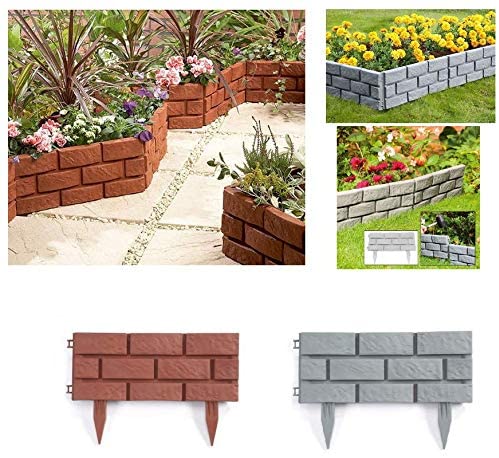 Pack of 8 Plastic Brick Wall Stone Effect Landscape Lawn Jardin Garden Garden Edging border