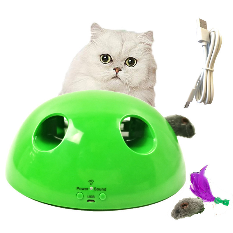 New merchandise innovative funny cat scratching electric mouse feather devicecat toy pet factory educational toys 2021 learning
