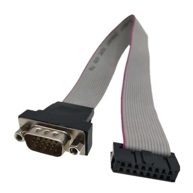 OEM ODM 2.54mm Pitch 2x8P IDC to 15P HDB DVI VGA Male UL2651 AWG28 Flat Ribbon Cable Assembly