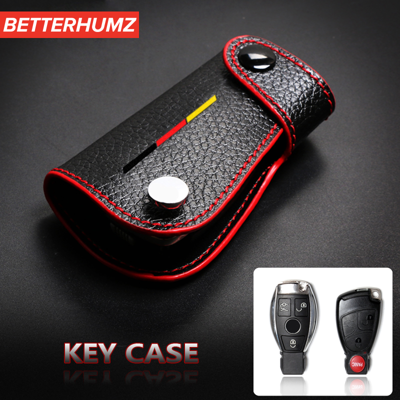Betterhumz Cowhide Leather Car Key Case Cover For Mercedes Benz W204 W205 W211 W203 GLA GLK C S E Class Key Shell Key Holder