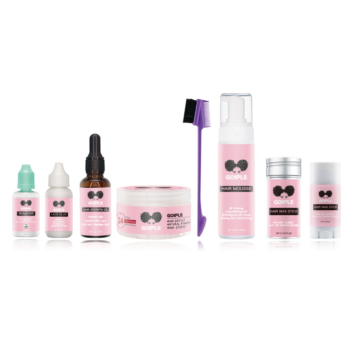 Private Label Wax Stick Edge Control Curl Mousse Hair Gel Lace Glue Hair Growth Oil Hair Care Edge Control Set