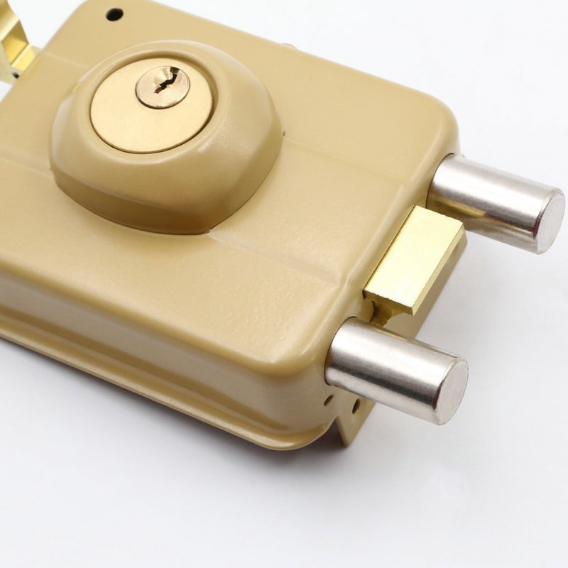 Wholesale South American Style Old Style Wooden Door Lock Cylinder Anti-Theft Aluminum Alloy Exterior Door Lock Yellow for