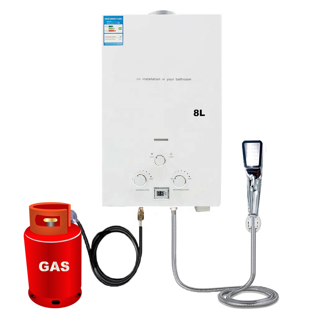 8L 2.11 GPM Portable Tankless Instant Propane Gas Water Heater for Outdoor Camping RV Shower
