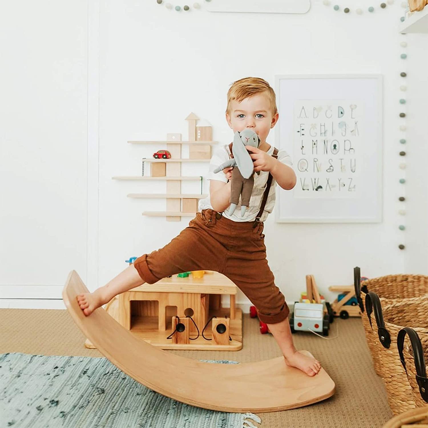 XIHA Best Gift Balance Board Wood Children Toys That Wobble Toys That Wobble Yoga Curvy Board Kids Physical Therapy