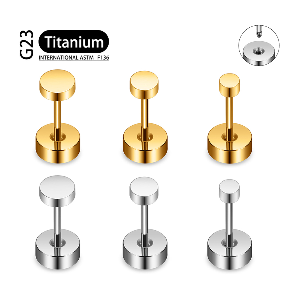 Astm F136 Titanium Cirkel Dot Schijf Stud Oorbel 16G Ronde Schijf Kraakbeen Helix Tragus Oorlel Neus Stud Sieraden