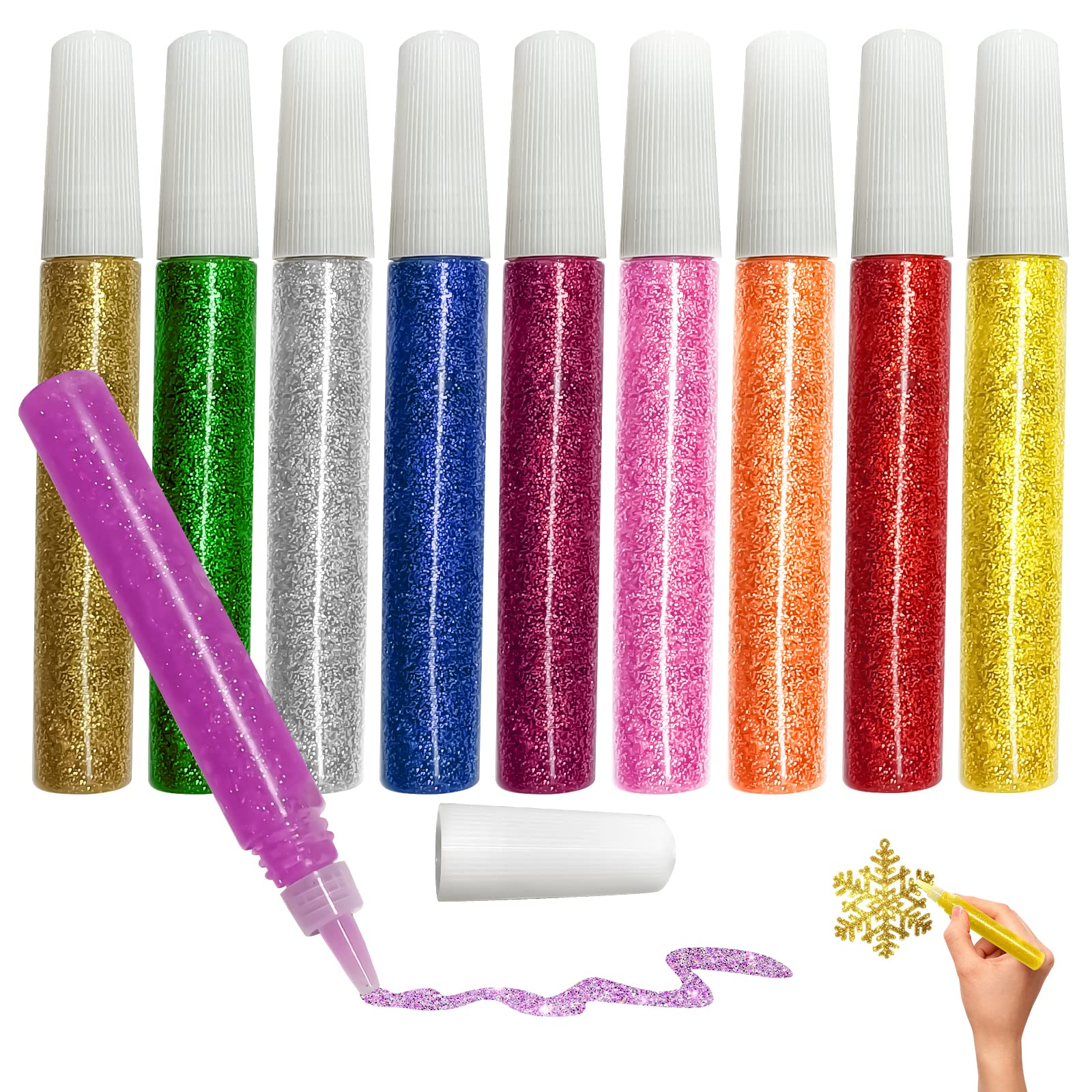 12 Pack Non-Toxic Washable Glitter Glue Glitter Glue Gel Pens for Art and craft Projects Grad Caps Assorted Colors Glue Stick