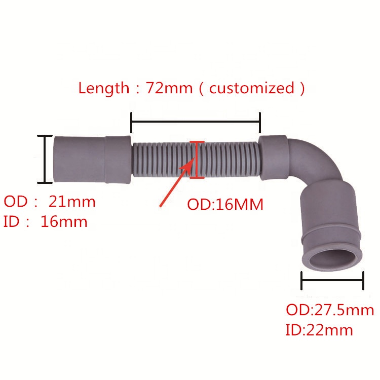 Dishwasher PP+TPE outlet drain hose 72 mm new replacement hose
