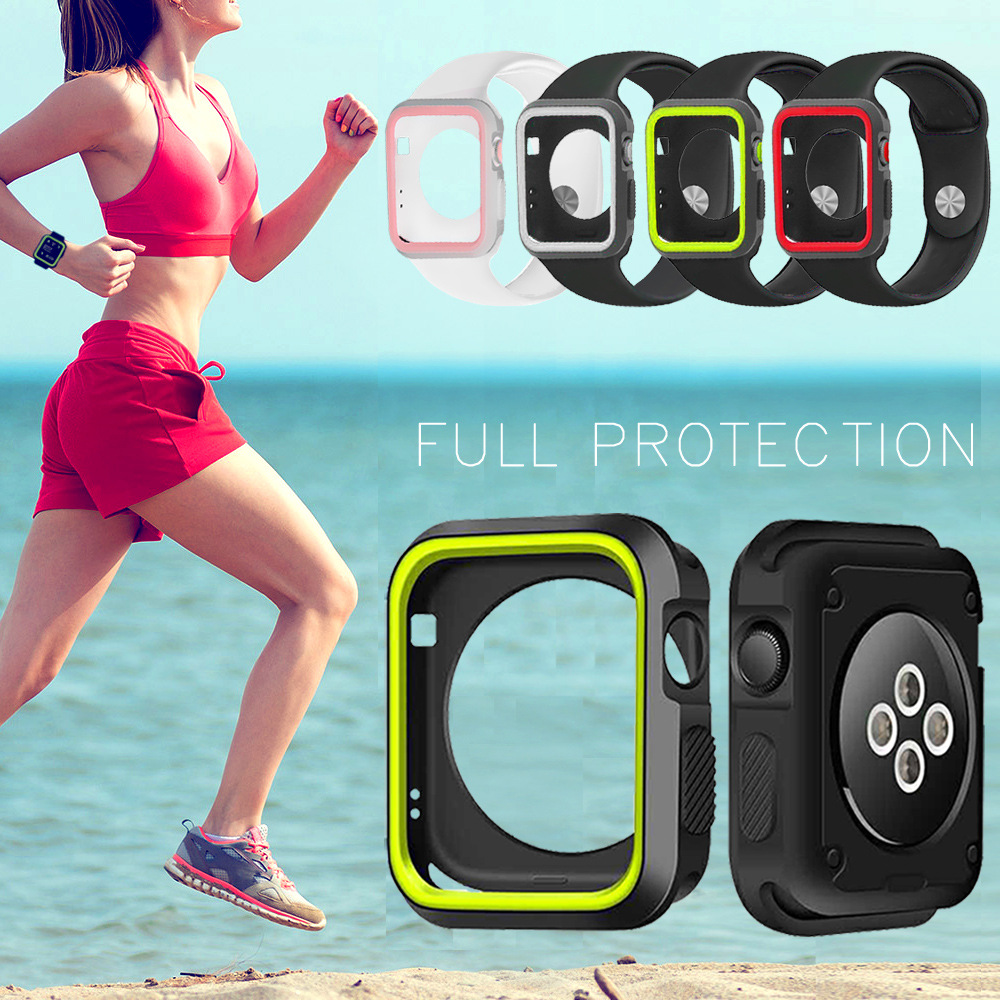 Многоцветный полноразмерный защитный чехол для iWatch, силиконовый чехол из ТПУ для Apple Watch 38/40/42/44 мм