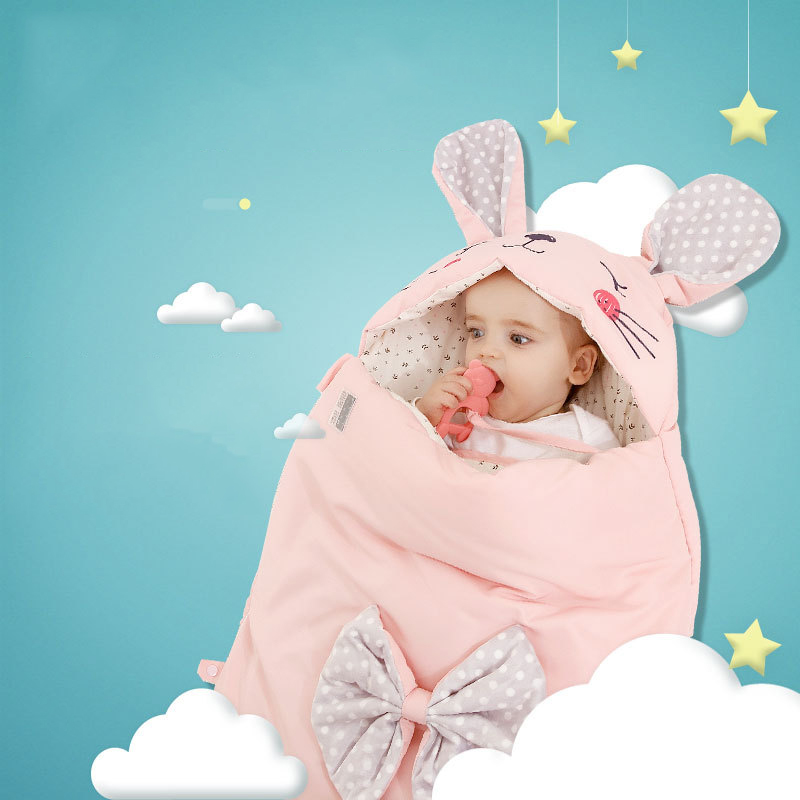 Factory direct sale baby children anti-kick and anti-startle stroller sleeping bag zipper pure cotton thick warmth sleeping bag