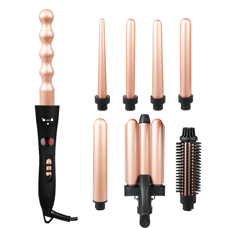 Amazon hot sale interchangeable curling wand iron set professional multifunctional hair curler interchangeable barrels