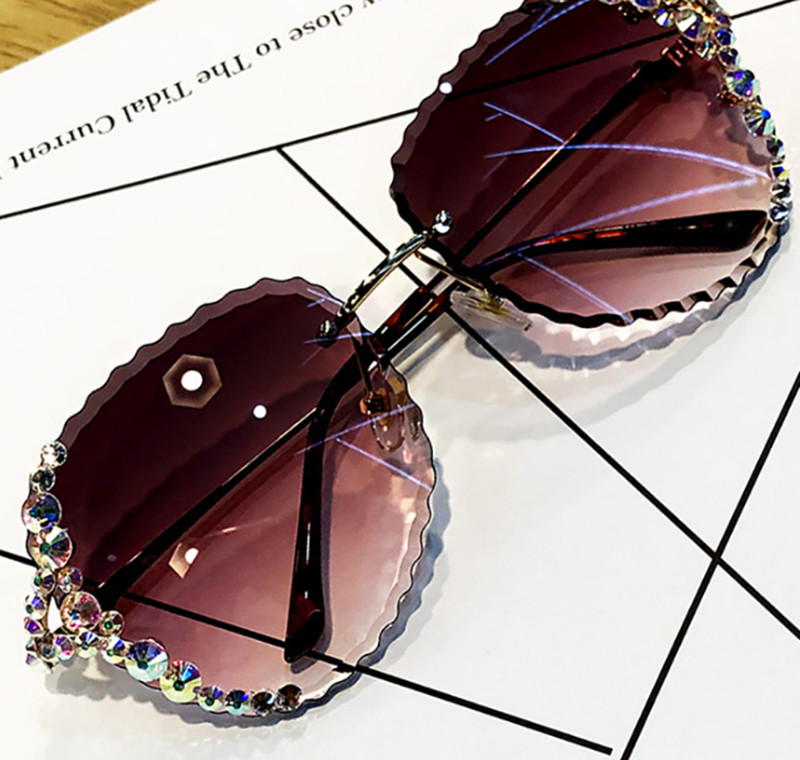 2020 European and American trend ladies sunglasses,luxury trendy women sunglasses, Fashion frameless sunglasses